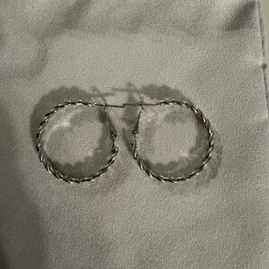 Silver Twisted Hoop Earrings - Women Accessories